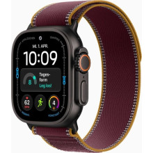 Apple Watch Ultra 4 49mm Black Titanium avec Burgundy Trail Loop M/L MJC44